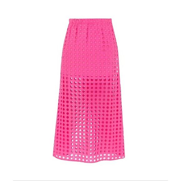 TUCKERNUCK Hot Pink Cotton Eyelet Eve Skirt Size S NWT Retail $148 Tuckernuck - Picture 8 of 8